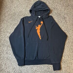 Nike WNBA Logo Hoodie DR9596-010 Black/Brilliant Orange Pullover Men's Large